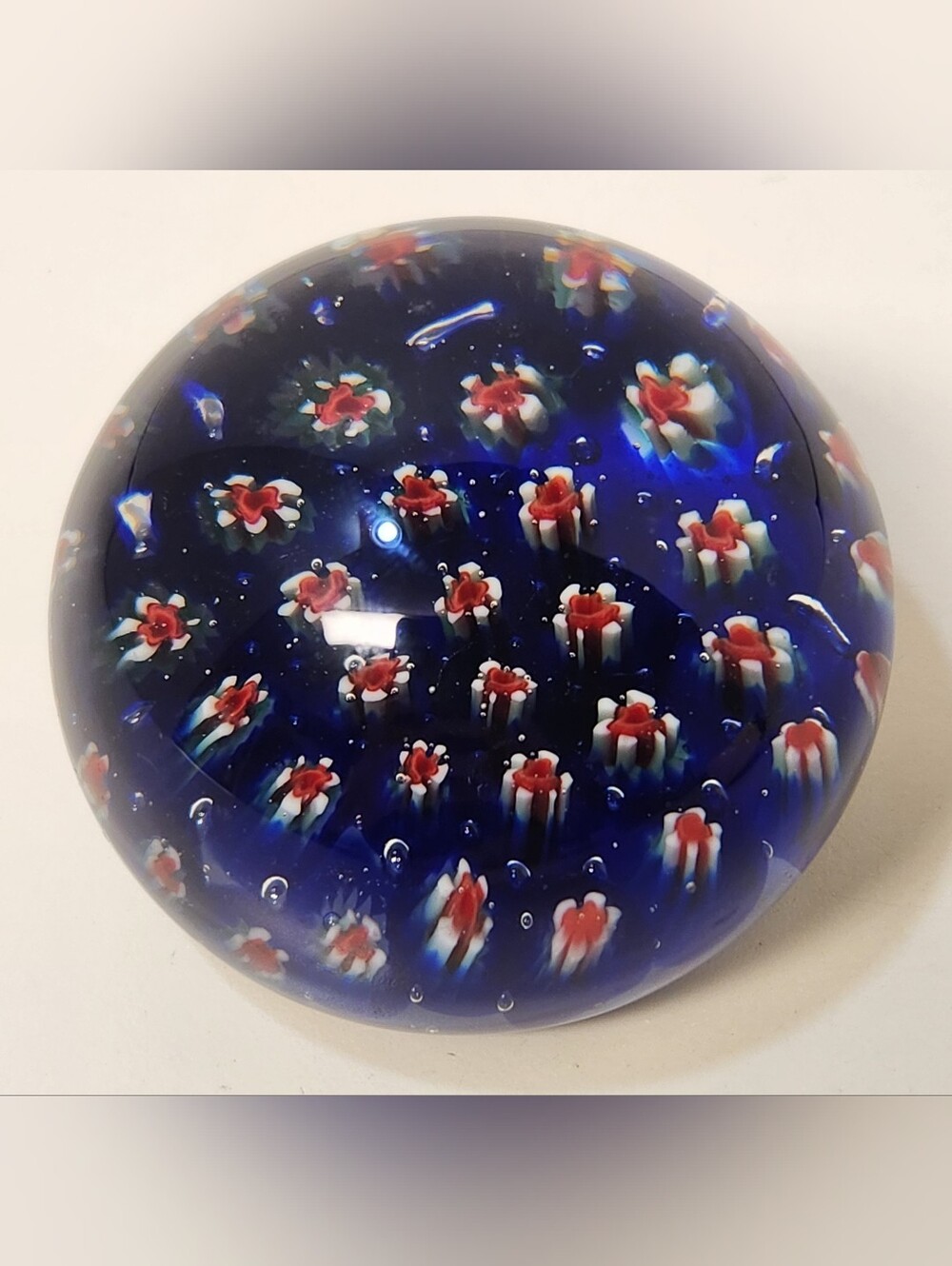 Vintage Murano Millefiori Cane Art Paperweight Hand Blown Glass Flowers Italy